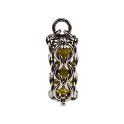 Dames RVS Buis Hanger met Ondoorzichtige Kristallen in Gele Kleur