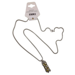 RVS Jasseron-Ketting + Buis Hanger met Kristallen in Gele Kleur - Dames