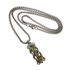 RVS Jasseron-Ketting + Buis Hanger met Kristallen in Gele Kleur - Dames