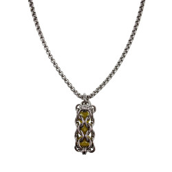 RVS Jasseron-Ketting + Buis Hanger met Kristallen in Gele Kleur - Dames