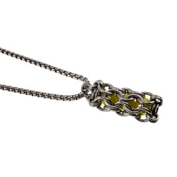 RVS Jasseron-Ketting + Buis Hanger met Kristallen in Gele Kleur - Dames
