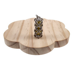 RVS Jasseron-Ketting + Buis Hanger met Kristallen in Gele Kleur - Dames