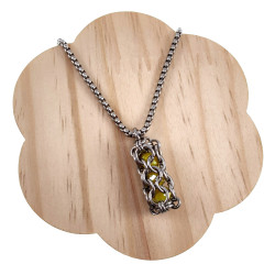 RVS Jasseron-Ketting + Buis Hanger met Kristallen in Gele Kleur - Dames