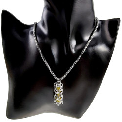 RVS Jasseron-Ketting + Buis Hanger met Kristallen in Gele Kleur - Dames