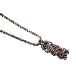 Dames RVS Buis Hanger met Ondoorzichtige Kristallen in Roze Kleur