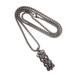 RVS Jasseron-Ketting + Buis Hanger met Kristallen in Roze Kleur - Dames
