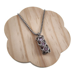 RVS Jasseron-Ketting + Buis Hanger met Kristallen in Roze Kleur - Dames