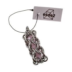 RVS Jasseron-Ketting + Buis Hanger met Kristallen in Roze Kleur - Dames