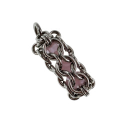 RVS Jasseron-Ketting + Buis Hanger met Kristallen in Roze Kleur - Dames