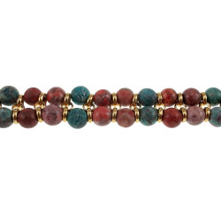 Armband met Rode en Turquoise  Amerikaanse Natuurstenen - Verguld RVS