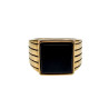 Zegelring Heren - Verguld RVS - Ring met Onyx Steen