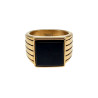 Zegelring Heren - Verguld RVS - Ring met Onyx Steen