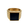 Zegelring Heren - Verguld RVS - Ring met Onyx Steen