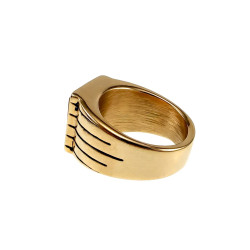 Zegelring Heren - Verguld RVS - Ring met Onyx Steen