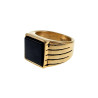 Zegelring Heren - Verguld RVS - Ring met Onyx Steen