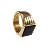 Zegelring Heren - Verguld RVS - Ring met Onyx Steen