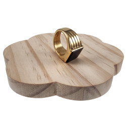 Zegelring Heren - Verguld RVS - Ring met Onyx Steen