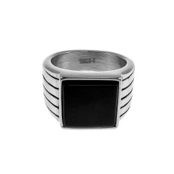 Zegelring Heren - Gepolijst RVS - Ring met Onyx Steen