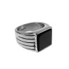 Zegelring Heren - Gepolijst RVS - Ring met Onyx Steen