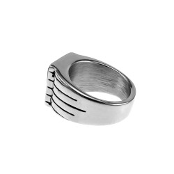 Zegelring Heren - Gepolijst RVS - Ring met Onyx Steen