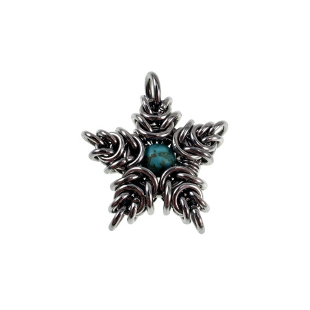 Ster Hanger van RVS en Turquoise Howlietsteen Handgemaakte door esde2