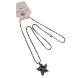 Jasseron-Ketting met Sterhanger van RVS en Turquoise Howlietsteen - Unisex