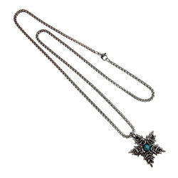Jasseron-Ketting met Sterhanger van RVS en Turquoise Howlietsteen - Unisex