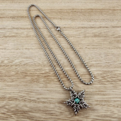 Jasseron-Ketting met Sterhanger van RVS en Turquoise Howlietsteen - Unisex