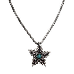 Jasseron-Ketting met Sterhanger van RVS en Turquoise Howlietsteen - Unisex