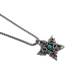 Jasseron-Ketting met Sterhanger van RVS en Turquoise Howlietsteen - Unisex