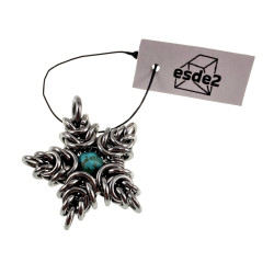 Jasseron-Ketting met Sterhanger van RVS en Turquoise Howlietsteen - Unisex