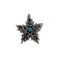 Jasseron-Ketting met Sterhanger van RVS en Turquoise Howlietsteen - Unisex