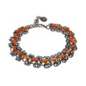 RVS Armband met Oranje Zoetwaterschelpkralen - Verstelbaar 16 tot 19cm