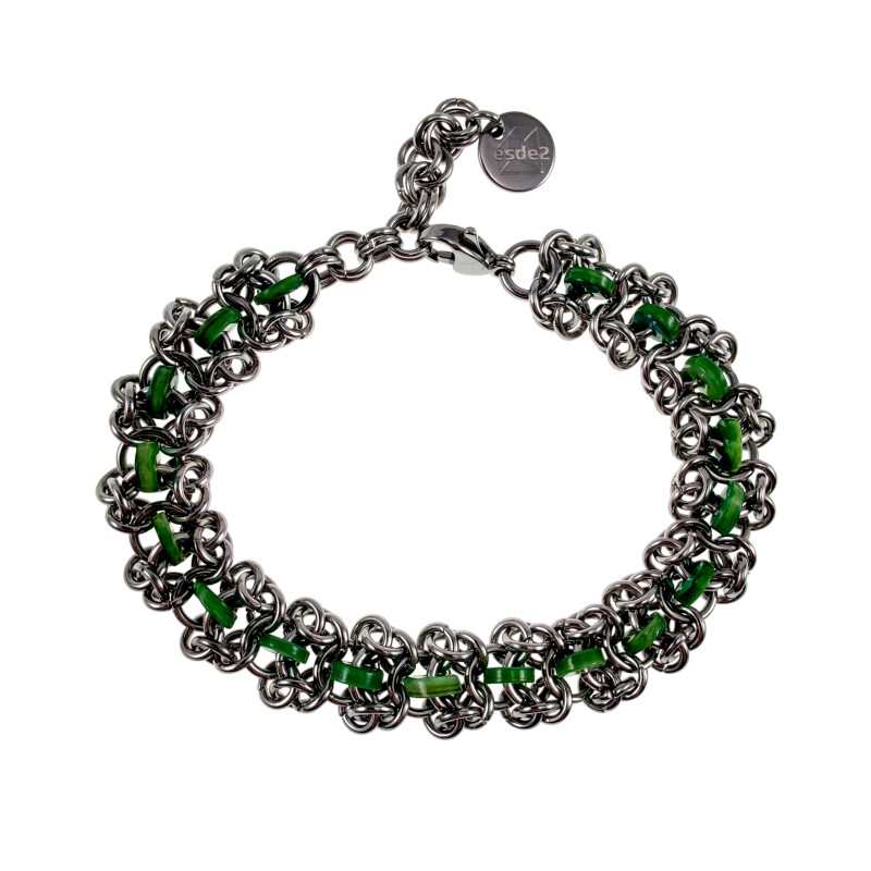 Unisex RVS Armband met Groene Zoetwaterschelpkralen - Verstelbaar Unisex RVS Armband met Groene Zoetwaterschelpkralen - Verstelbaar