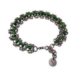Unisex RVS Armband met Groene Zoetwaterschelpkralen - Verstelbaar