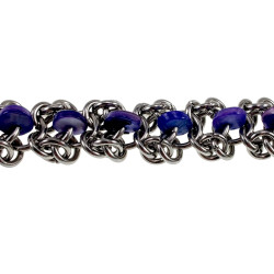 Unisex RVS Armband met Blauw-Paarse Zoetwaterschelpkralen Verstelbaar