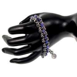 Unisex RVS Armband met Blauw-Paarse Zoetwaterschelpkralen Verstelbaar