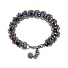 Unisex RVS Armband met Blauw-Paarse Zoetwaterschelpkralen Verstelbaar