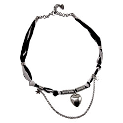 RVS - Bandana Ketting met Hart en Sterren - Verstelbaar 45cm x 50cm