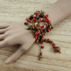Macramé Ketting met Natuursteen, Schelpen en Kristallen - Handgemaakt