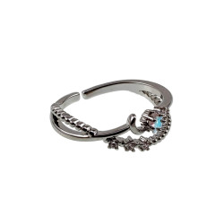 Dames Plated Ring met Sterren, Maan en Zirkonia Verstelbaar 16 tot 17mm