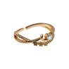 Gold Plated Ring met Sterren, Maan en Zirkonia Verstelbaar 16 tot 17mm