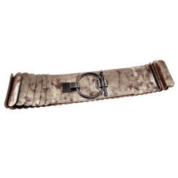 Dames - 8 cm Breed Bronsgoudkleurige Stretch Riem Voor Jurk of Tuniek