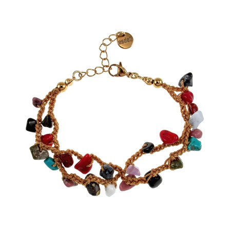 Dames Gehaakte Armband met Kleurrijke Edelstenen - Verstelbaar 16-19cm