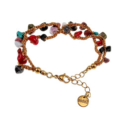 Dames Gehaakte Armband met Kleurrijke Edelstenen - Verstelbaar 16-19cm
