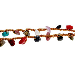 Dames Gehaakte Armband met Kleurrijke Edelstenen - Verstelbaar 16-19cm