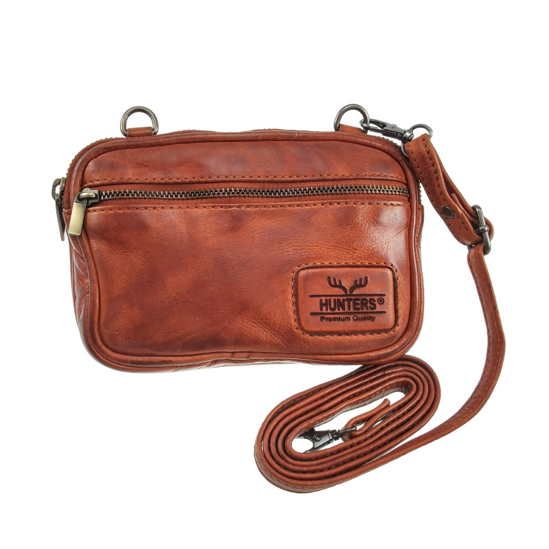 Unisex Crossbodytas - Cognackleur Echt Leer - Riemtas - Verstelbare
