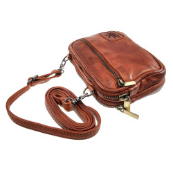 Unisex Crossbodytas - Cognackleur Echt Leer - Riemtas - Verstelbare