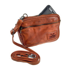 Unisex Crossbodytas - Cognackleur Echt Leer - Riemtas - Verstelbare