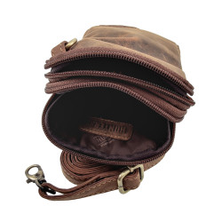 Unisex Crossbodytas - Buffelleer in Bruin Telefoontasje - Verstelbaar
